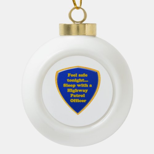 Highway Patrol Officer Ceramic Ball Christmas Ornament
