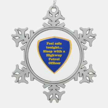 Highway Patrol Officer Snowflake Pewter Christmas Ornament by occupationalgifts at Zazzle