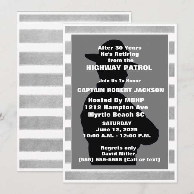 Highway Patrol Retirement Party Invitation (Front/Back)