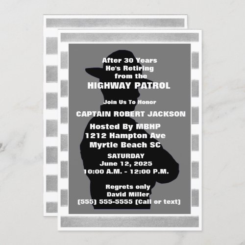 Highway Patrol Retirement Party Invitation