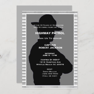 Highway Patrol Silhouette Retirement Party Invitation