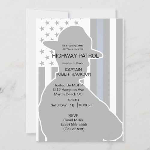 Highway Patrol State Trooper Retirement Party   Invitation