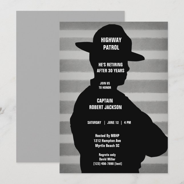 Highway Patrolman Retirement Party Invitation (Front/Back)