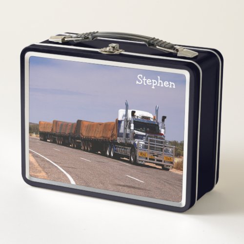 Highway Road Train Semi Truck Metal Lunch Box