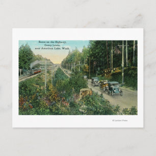 Highway Scene near American Lake Postcard