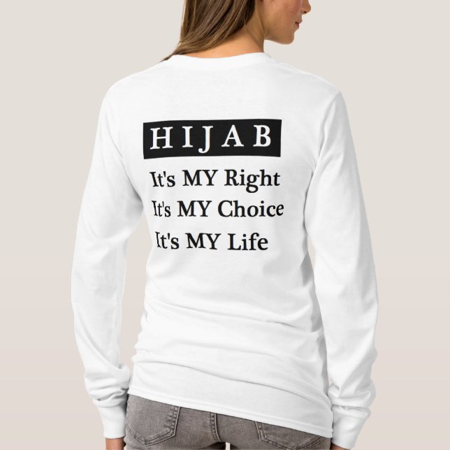 Hijab Life Long Sleeve T-Shirt (White) (Back)