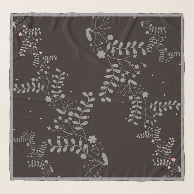 Hijab Square Scarves Scarf garden flower black (Front)