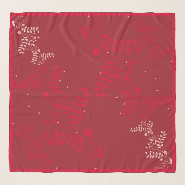 Hijab Square Scarves Scarf garden flower red (Front)