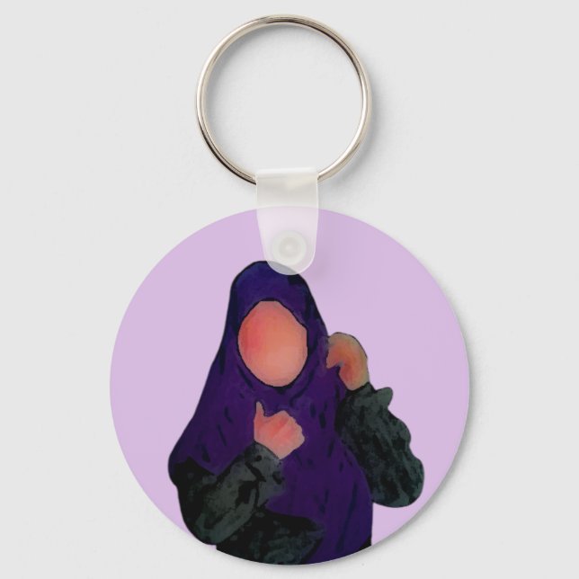 Hijabi - Muslimah - Hijab Hand drawn - Hijab Girl Keychain (Front)