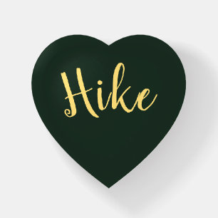 HIKE Fun Script On Deep Forest Green Background Paperweight