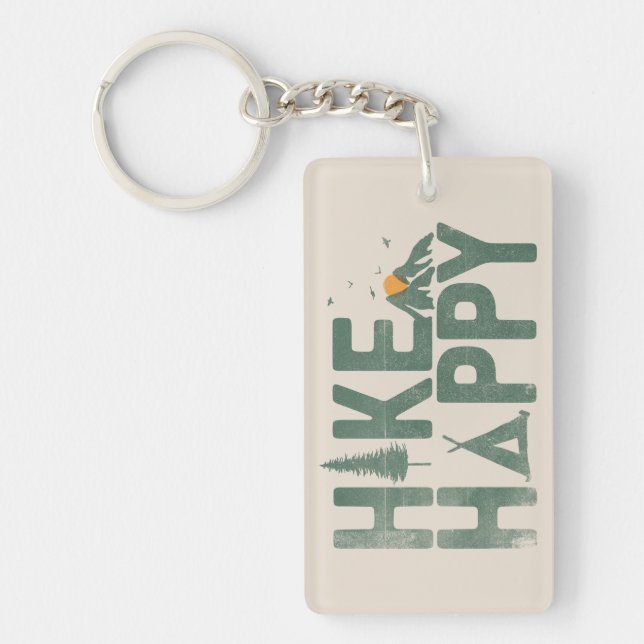 Hike Happy Camper Hiker Hiking Family Personalized Keychain (Front)
