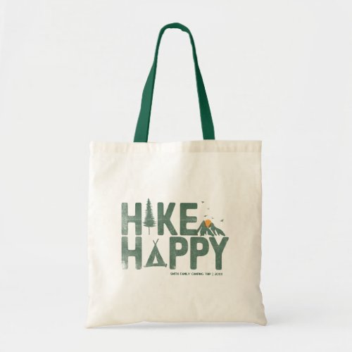 Hike Happy Camper Hiker Hiking Family Personalized Tote Bag