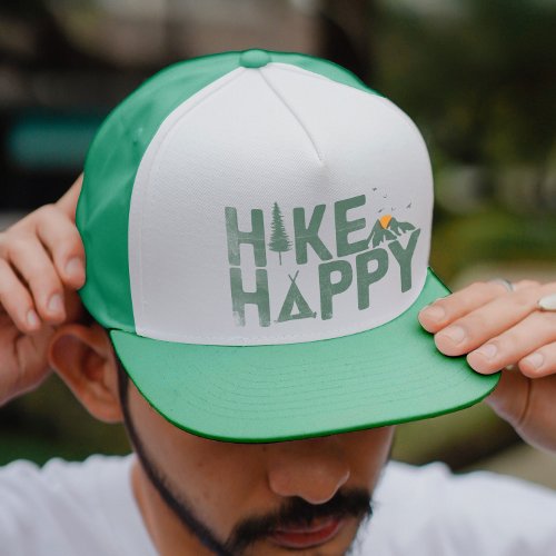 Hike Happy Camper Hiker Hiking Family Personalized Trucker Hat