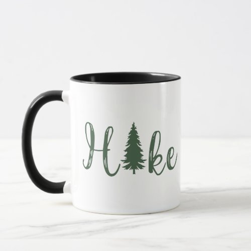 Hike hiking logo for hikers with pine tree mug