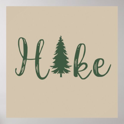 Hike hiking logo for hikers with pine tree poster