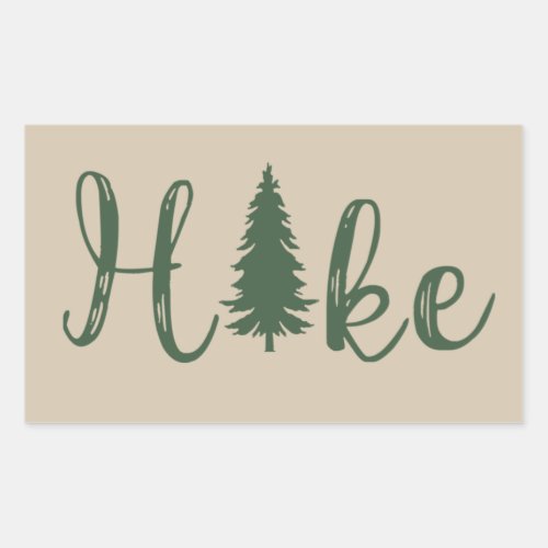 Hike hiking logo for hikers with pine tree rectangular sticker