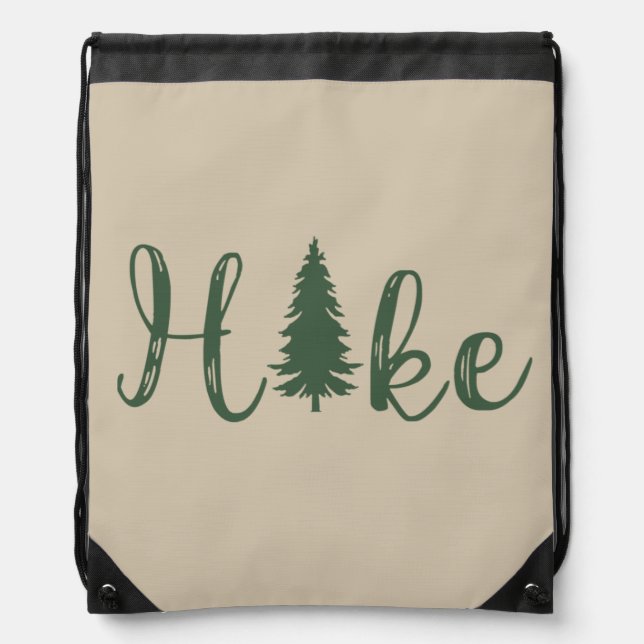 Hike logo pine tree hiking lover drawstring bag (Front)