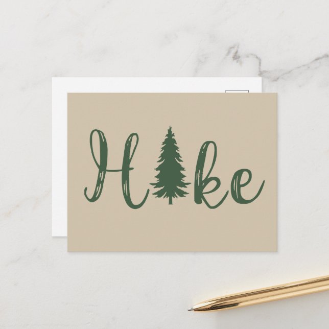 Hike logo pine tree hiking lover holiday postcard (Front/Back In Situ)
