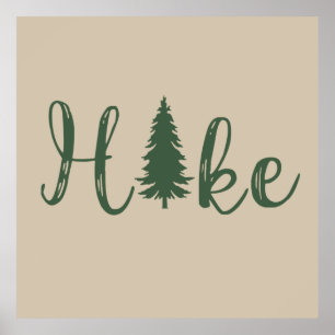 Hike logo pine tree hiking lover poster