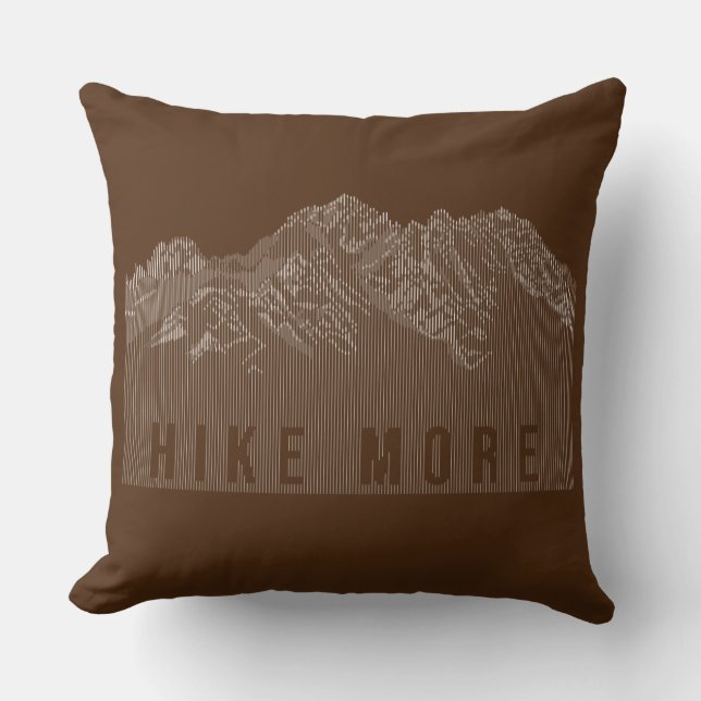Hike More Mountains White Throw Pillow (Front)