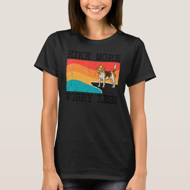 Hike More Worry Less Beagle Graphic Hiking T-Shirt (Front)
