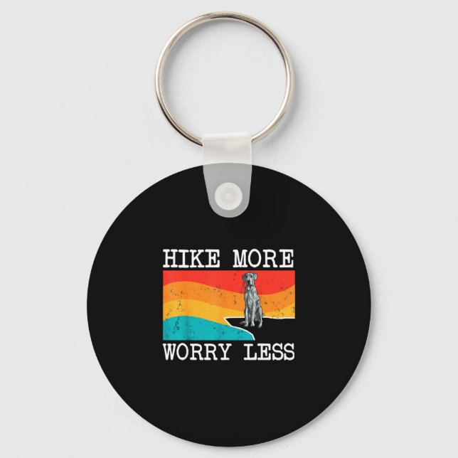Hike more worry less blue merle dane graphic keychain (Front)