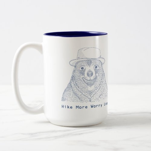 Hike More Worry less  Smiling Bear Two_Tone Coffe Two_Tone Coffee Mug