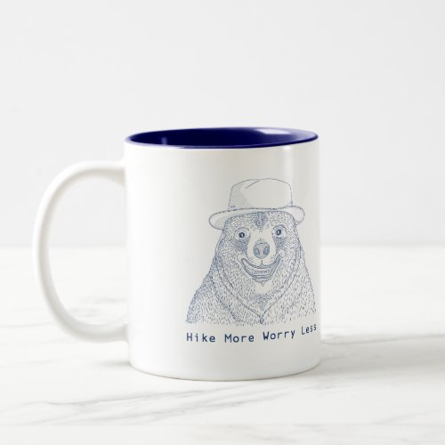 Hike More Worry less  Smiling Bear Two_Tone Coffee Mug