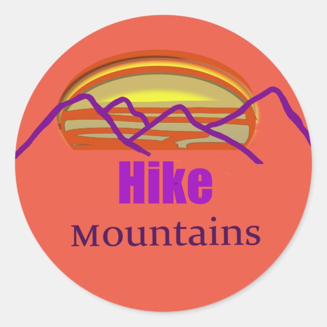 Hike Mountains Purple Simplistic Sunset Sticker (Front)