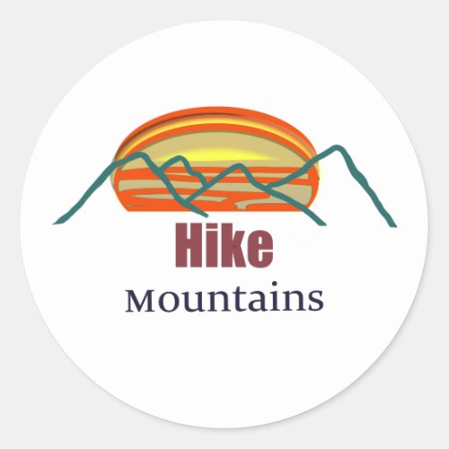 Hike Mountains Simplistic Sunset Sticker