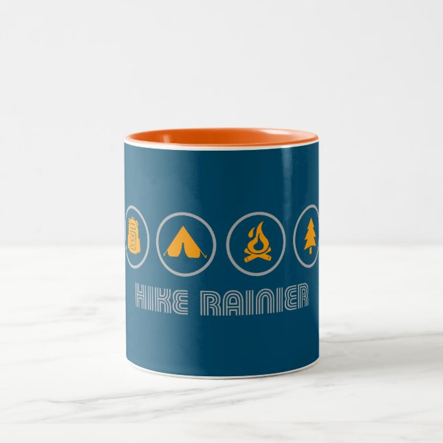 Hike Mt. Rainier National Park Two-Tone Coffee Mug (Center)