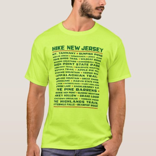 Hike New Jersey Trails _ Safety Green T_Shirt