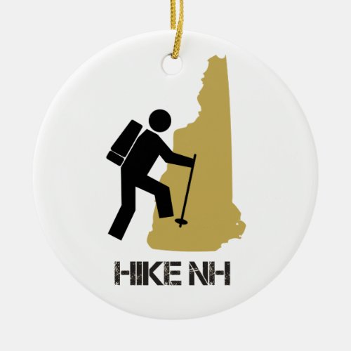 Hike NH Hiker Backpacker Silhouette Ceramic Ornament