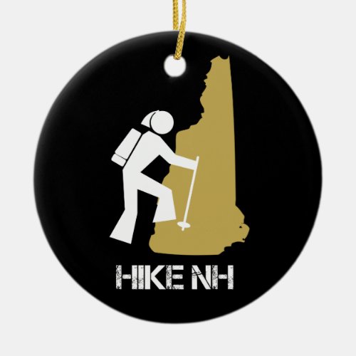 Hike NH Hiker Backpacker _ Woman Black Ceramic O Ceramic Ornament