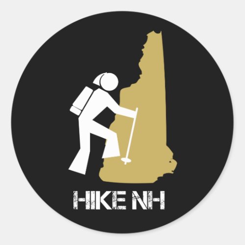 Hike NH Hiker Backpacker  _ Woman Black Classic Round Sticker