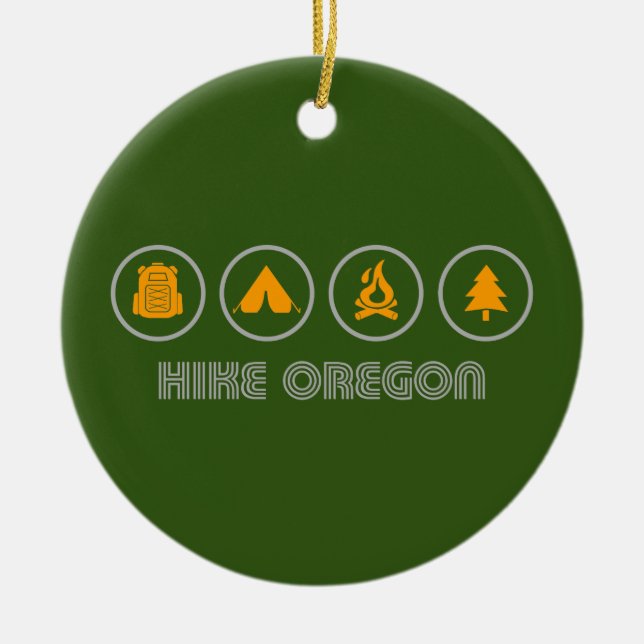 Hike Oregon Ceramic Ornament (Front)