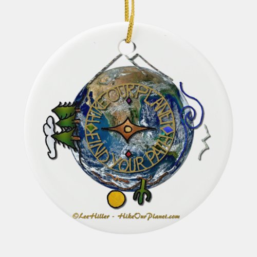 Hike Our Planet Hikers Soul Compass Earth Ceramic Ornament