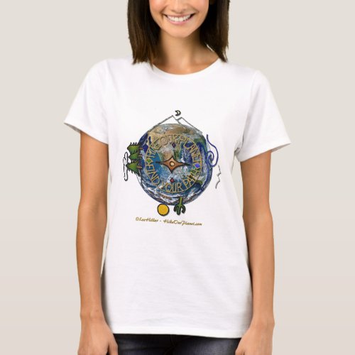 Hike Our Planet Hikers Soul Compass Earth T_Shirt