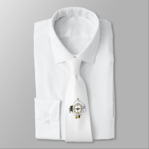 Hike Our Planet Hiker's Soul Compass on White Neck Tie