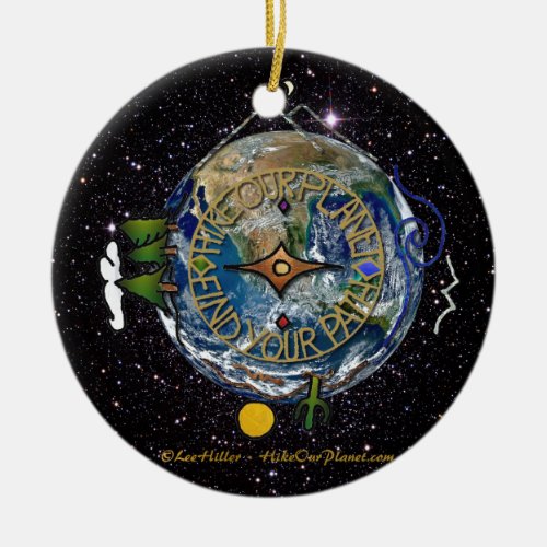 Hike Our Planet Hikers Soul Compass Space Ceramic Ornament