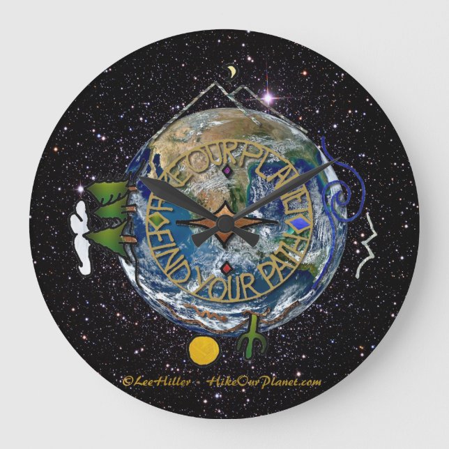 Hike Our Planet Hiker's Soul Compass Space Large Clock (Front)