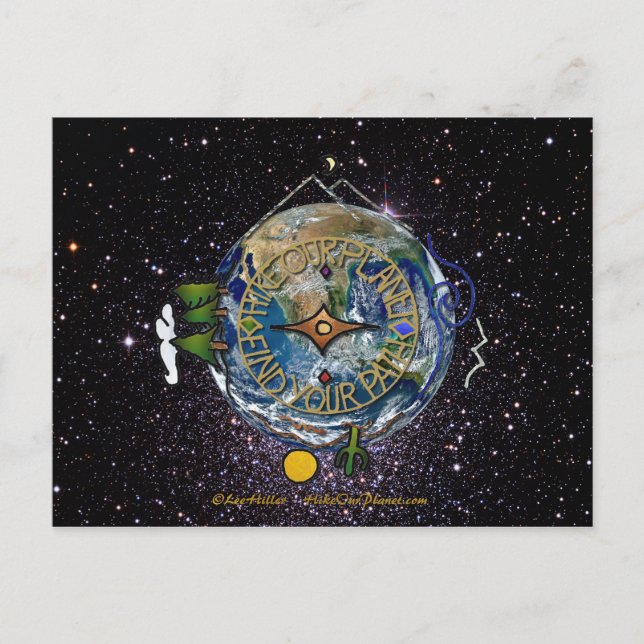 Hike Our Planet Hiker's Soul Compass Space Postcard (Front)