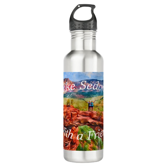 Hike Sedona with a Friend Stainless Steel Water Bottle (Front)