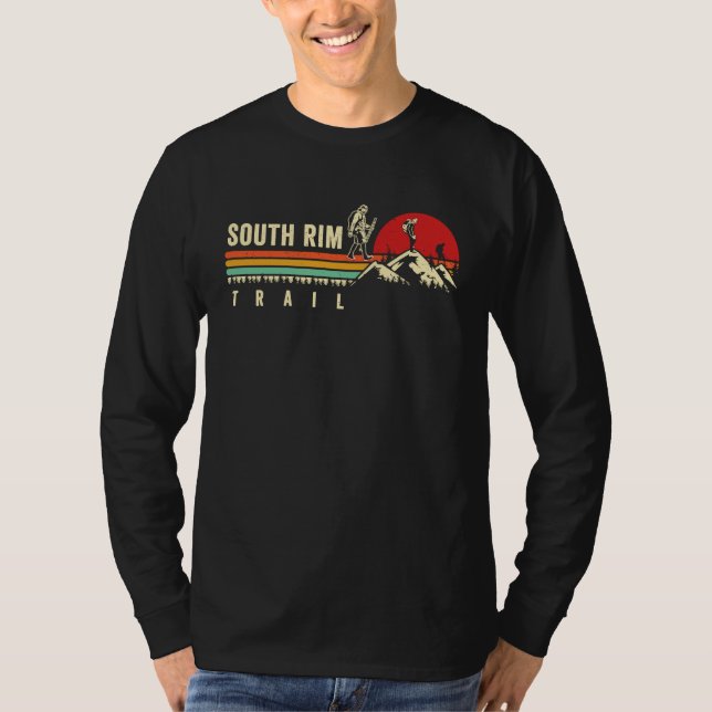 Hike South Rim Trail Grand Canyon Hiker  Retro Hik T-Shirt (Front)