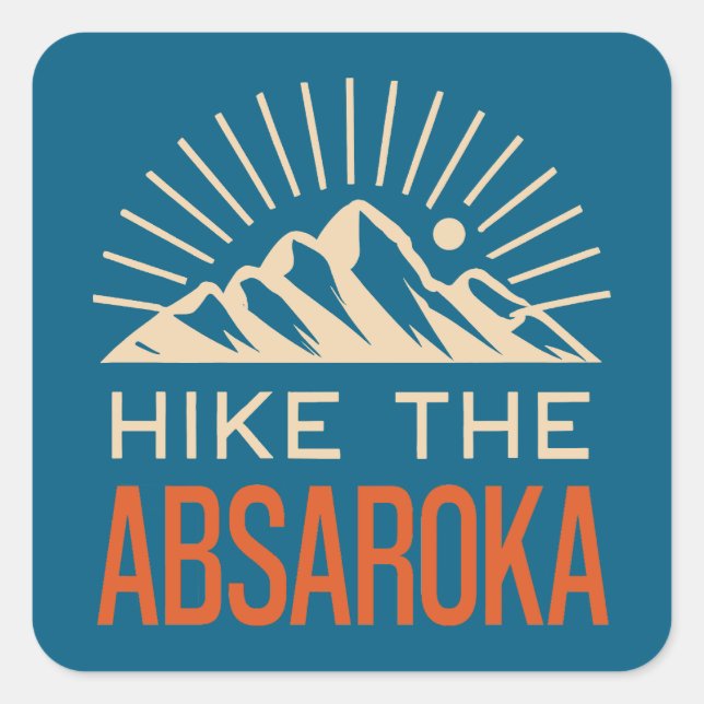 Hike The Absaroka Mountains Sunburst Square Sticker (Front)