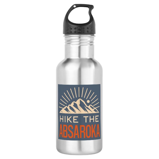Hike The Absaroka Mountains Sunburst Stainless Steel Water Bottle (Front)