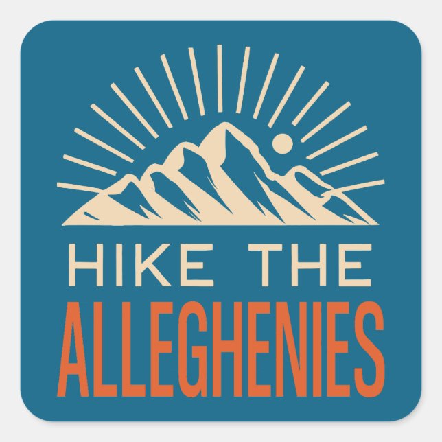 Hike The Allegheny Mountains Sunburst Square Sticker (Front)