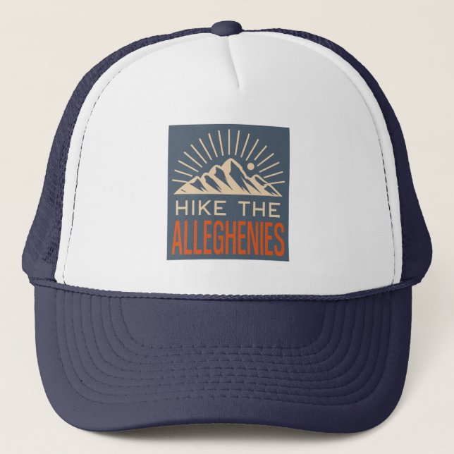 Hike The Allegheny Mountains Sunburst Trucker Hat (Front)