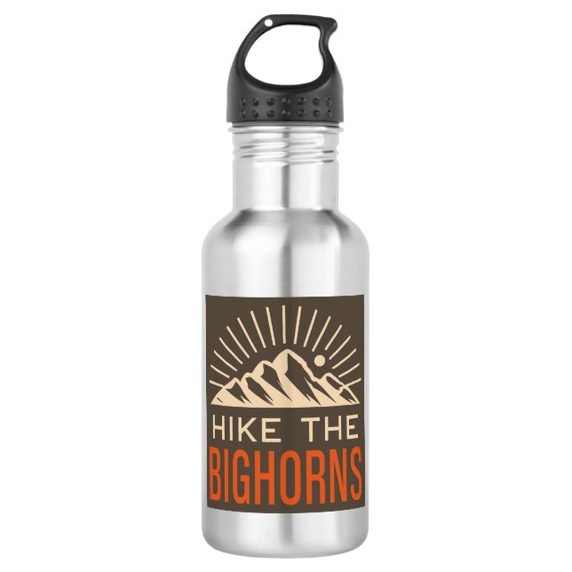 Hike The Bighorns Wyoming Sunburst Stainless Steel Water Bottle (Front)