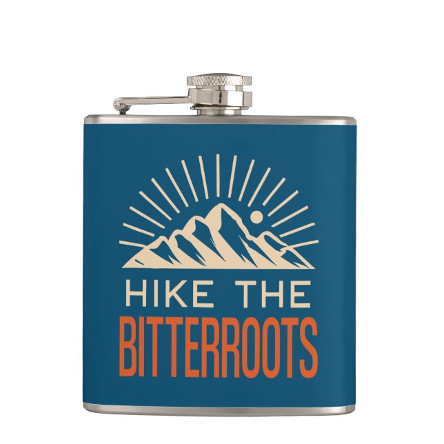 Hike The Bitterroots Idaho Montana Sunburst Flask (Front)